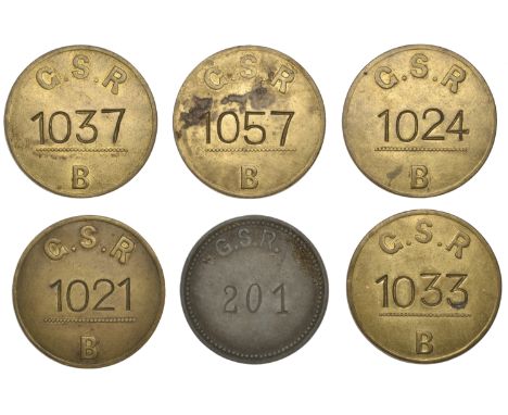 Miscellaneous Tokens and Checks, G[reat] S[outhern] R[ailways], uniface pewter, stamped 201, 32mm; G[reat] S[outhern] R[ailwa