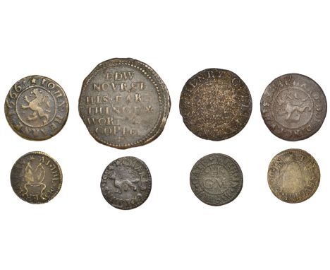 London (City), Bishopsgate Street, Richard Dowding, Halfpenny, 1670, 1.40g/9h (N 6591; BW. 229), John Hearne, Halfpenny, 1666