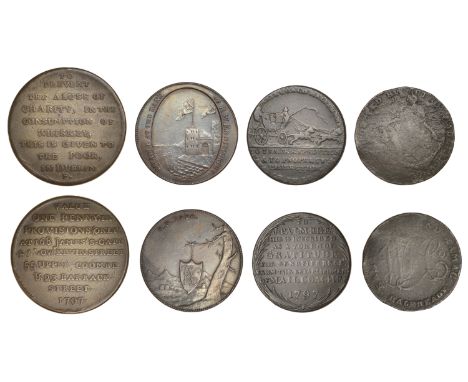 18th Century Tokens, Co DUBLIN, Dublin, Charity Food Penny ticket, 1797, 15.24g/6h (DH 1); Co WEXFORD, Enniscorthy, Robert Wo