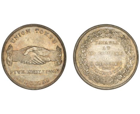 Sussex, Chichester, Henry Comper and Benjamin Charge, Five Shillings, 1811, clasped hands, union token, etc, rev. legend, rea