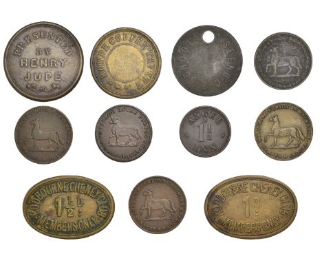 Miscellaneous Tokens and Checks, Mere, Angel Inn, W. Green, brass Threehalfpence, 18mm (Courtney p.174; Whitmore p.302; Green