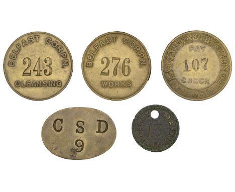 Miscellaneous Tokens and Checks, Co ANTRIM, Belfast, Armour & Co Ltd, brass, stamped 13, 26mm (Woodside AN B87, this piece); 