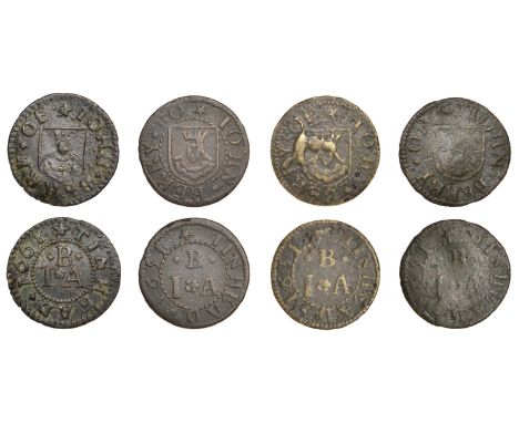 17th Century Tokens, Tinhead, John Berry, Farthings (4), 1651 (3), reads fo, 1.05g/6h (dies of N 5601, obv. in unaltered stat