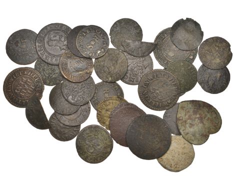 17th Century Tokens, Duplicates: Aldbourne, John Adee, Farthing, 1656, 0.61g/6h (N 5405; BW. 1); Calne, John Forman, Farthing