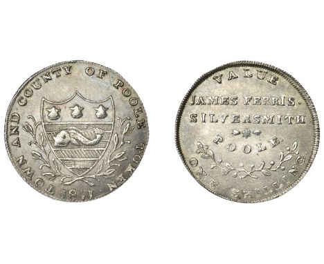 Dorset, Poole, James Ferris, Shilling, 1811, arms, rev. legend, ornament above poole, edge grained, 3.80g/12h (D 5). Light su