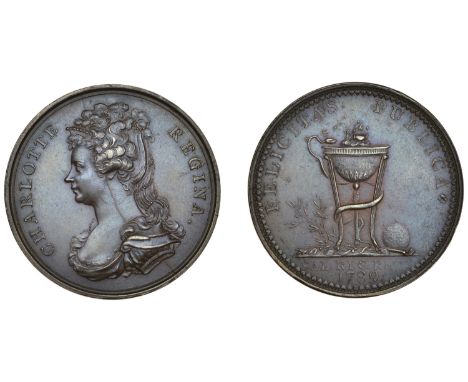 Historical Medals, Queen Charlotte’s 51st Birthday, 1795, a copper medal, unsigned [by C.H. Kuchler and J.-P. Droz], bust lef