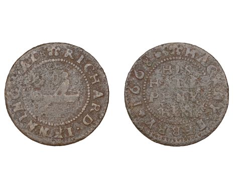 Middlesex (Rural), Hackney Ferry, Richard Jennings, Halfpenny, 1668, 1.62g/12h (N 6416; BW. 59). Mediocre, very rare £50-£70 