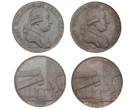 18th Century Tokens, SHROPSHIRE, Willey and Snedshill, John Wilkinson, Halfpence, 1792 (2), 10.61g/6h (DH Warwickshire 389), 