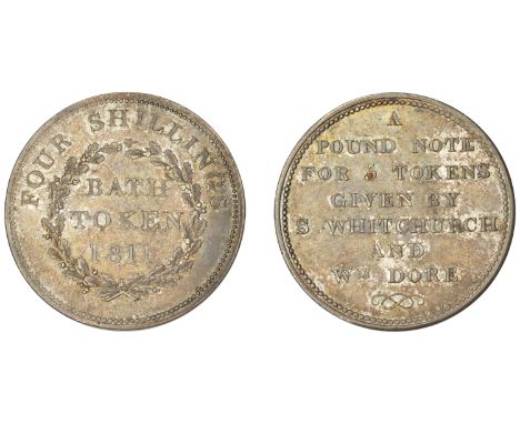 Somerset, Bath, Samuel Whitchurch and William Dore, Four Shillings, 1811, value around wreath, rev. legend, edge plain, 15.46