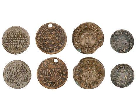 London (City), Aldersgate Street, Walter Jones, Halfpenny, 1.61g/9h (N 6441; BW. 40); Ann Tayler, Halfpenny, 2.10g/12h (N –; 