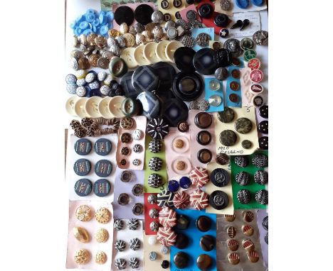 Mixed Victorian, 1920s and 1930s buttons to include Lucite, Artid Celluloid, glass, metal and Art Deco examples, together wit