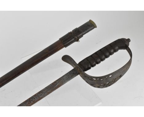 A late Victorian 1895 pattern Infantry Officers sword, having Victorian cypher to both sides of the blade and the hilt, blade