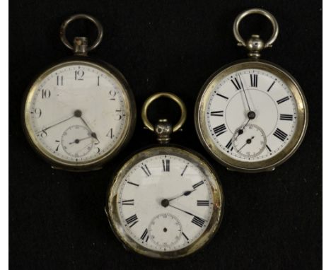 A continental 800 silver open face pocket watch, white dial, Roman numerals, minute track, subsidiary seconds, blued hands, k