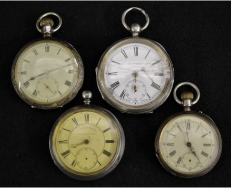 A George V silver  " The Comet" open face pocket watch, white dial, Roman numerals, minute track, subsidiary seconds, blued h