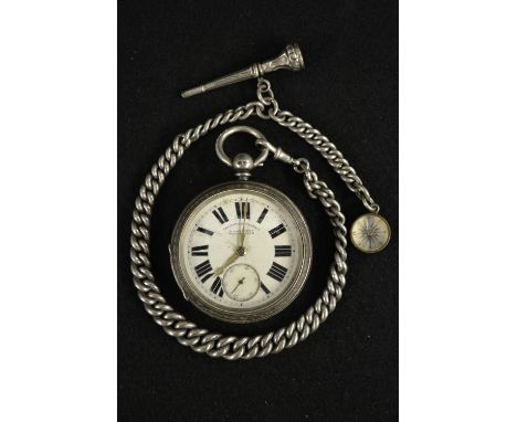 An Edwardian silver open face Improved patent pocket watch, retailed G Aaronson, Manchester, white dial, bold Roman numerals,