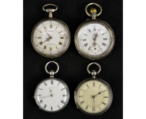 A Victorian open face pocket watch, white dial, Roman numerals, minute track, blued hands, key wind movement, engraved Clara 