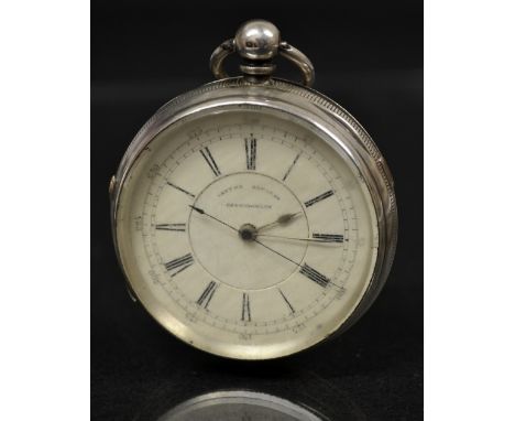 A Victorian centre seconds chronograph open face pocket watch, retailed by J W Reeley & Son, London & Liverpool, Established 