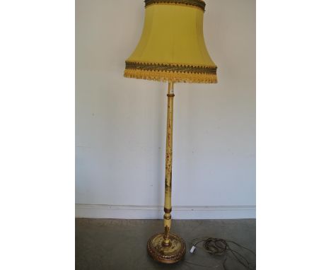 A Chinoiserie decorated 1920's standard lamp, with shade 