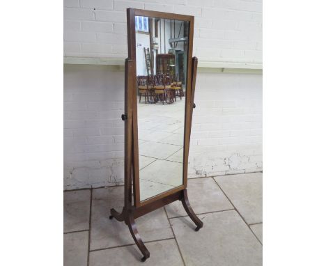 Vintage mahogany cheval mirror - 151cm tall x 56cm wide 