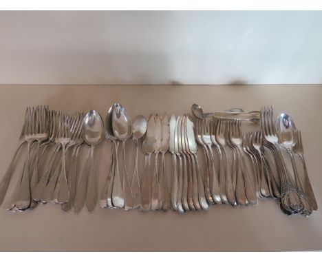 A quantity of silver plated flatware including Christofle forks and spoon and WMF forks and spoons etc 