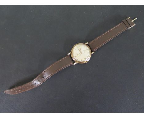 A presentation 9ct yellow gold CYMA Cymaflex Manual Wind Gents Wristwatch, 33mm wide including button, working in saleroom, s