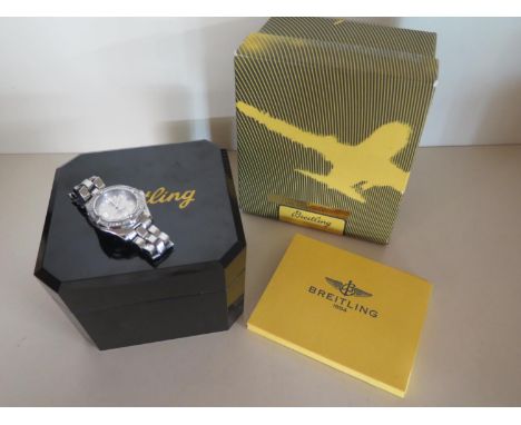 A Breitling Colt Oceane Chronometer stainless steel ladies bracelet wristwatch with a circular diamond set bezel and silvered