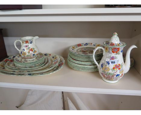 Mason's Ironstone china - "Bible Green" design - circa 1920's 31 pcs - including teapot, jug, ladle and 4 platters - crazing 