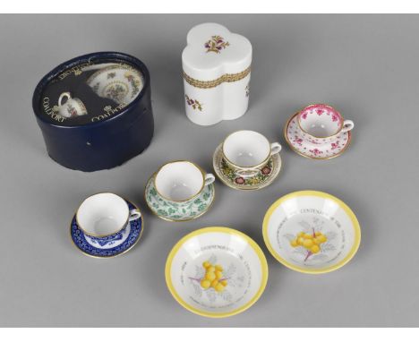 A Collection of Miniature Cups and Saucers to Comprise Boxed Coalport and Four Spode Together with Two Paragon Dishes and a R