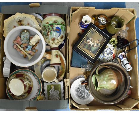 Two Boxes of Various Ceramics to comprise Plates, Bowls, Studio Pottery, Blush Ivory China Etc 