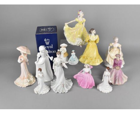 A Collection of Various Ceramic Figures to Include Examples by Royal Doulton, Coalport etc (Some Pieces with Condition Issues