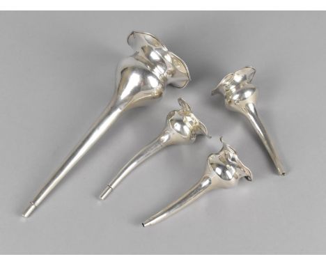 Four Silver Epergne Trumpets, Larger 20cm high and Smaller 11cm, 170g 