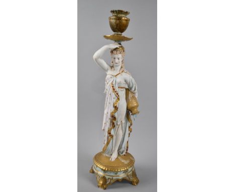 A Late 19th/Early 20th Century Continental Porcelain Figural Candlestick Depicting Water Carrier with Amphora, Candleholder D