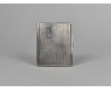 A Silver Cigarette Case, with Engine Turned Decoration and Monogram, Birmingham Hallmark, 104g 