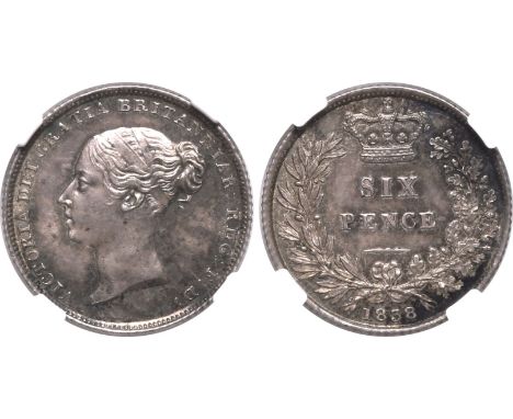 UNITED KINGDOM. Victoria, 1837-1901. Silver sixpence, 1838. Royal Mint. First young head of Queen Victoria facing left; VICTO