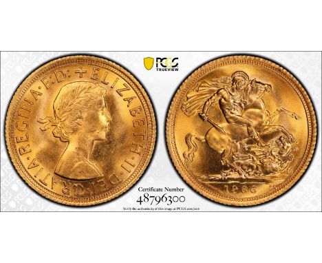 UNITED KINGDOM. Elizabeth II, 1952-2022. Gold sovereign, 1966. Royal Mint. First, laureate head of Elizabeth II facing right;