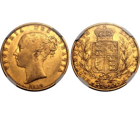 UNITED KINGDOM. Victoria, 1837-1901. Gold sovereign, 1838. London. First young head of Victoria facing left, hair tied in fil