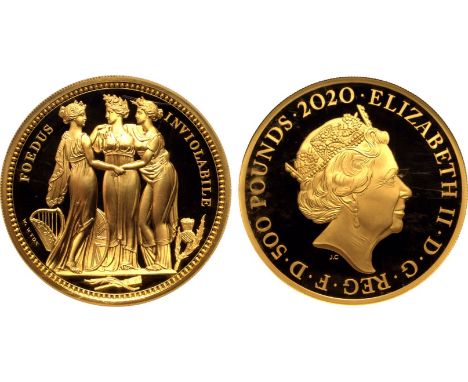 UNITED KINGDOM. Elizabeth II, 1952-2022. Gold 500 pounds, 2020. Royal Mint. Proof. The second issue from the Great Engravers 