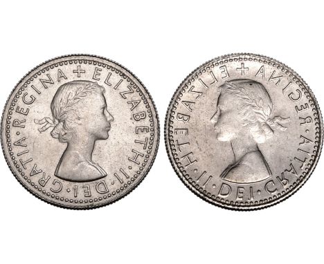 UNITED KINGDOM. Elizabeth II, 1952-2022. CuproNickel sixpence, . Royal Mint. Obverse Brockage. First, laureate bust of Elizab