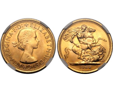 UNITED KINGDOM. Elizabeth II, 1952-2022. Gold sovereign, 1968. Royal Mint. First, laureate head of Elizabeth II facing right;