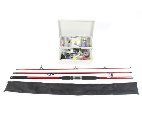 A three piece Croix Sea Fishing boat rod (acton 100-200g) with tackle box