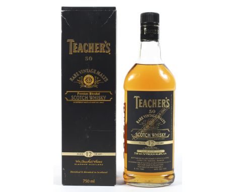 A bottle of Teacher's 50 rare vintage malts premium blended Scotch Whisky, aged 12 years, 42.8% vol 750ml, in original box