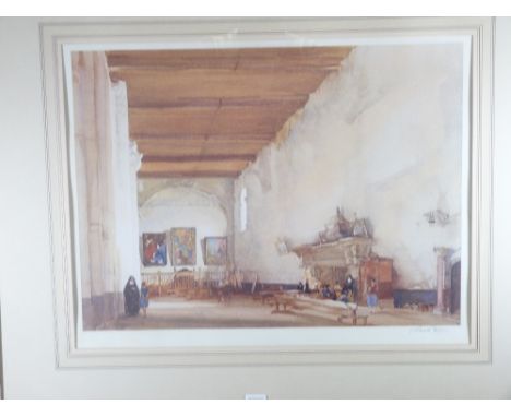 WILLIAM RUSSELL FLINT coloured print - entitled 'The Nuns Class', signed in full, 44 x 58cms