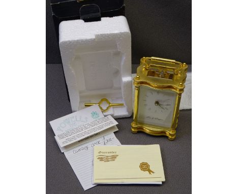 CARRIAGE CLOCK, modern and boxed by 'Fox and Simpson'