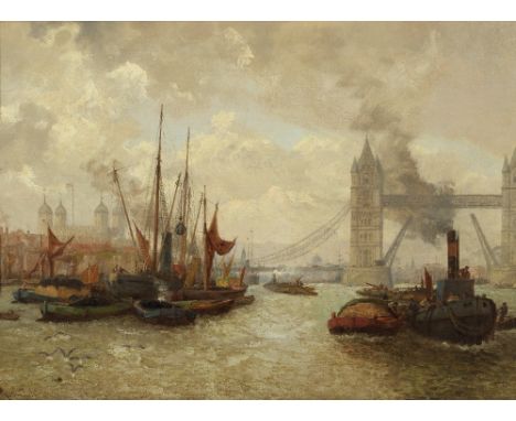 Rubens Arthur Moore (British, active 1881-circa 1933)A pair of Thames views: one towards St Pauls and another towards Tower B