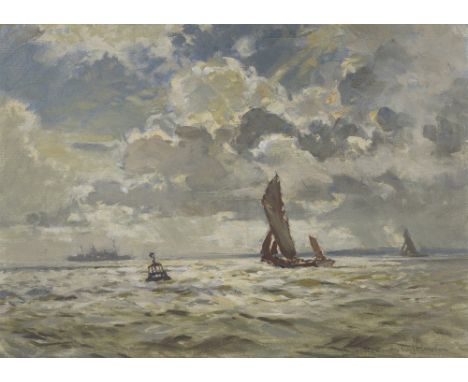Norman Wilkinson (British, 1878-1971)Sailing in the Thames estuary signed 'Norman Wilkinson' (lower right)oil on canvasboard2
