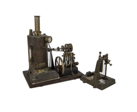 A Scratchbuilt Live Steam Spirit-fired Twin-Cylinder Vertical Engine, designed and built by H S Bond circa 1930, with 3” diam