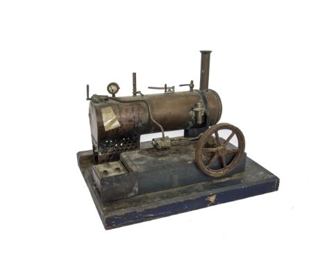 A Single-Cylinder Horizontal Stationary Steam Engine, the engine possibly by Doll or similar, with slide-valve and 4¼” flywhe
