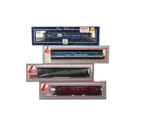 Lima 00 Gauge Diesel Locomotives, Network SouthEast Class 50 028, Mainline blue Class 37219, BR maroon Warship Class D838 and