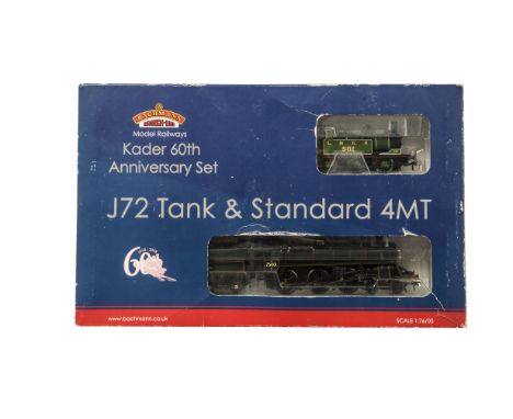 Bachmann 00 Gauge Kader 60th Anniversary Set, comprising LNER green J72 0-6-0 Tank No 581 and BR green Standard Class 4MT 4-6