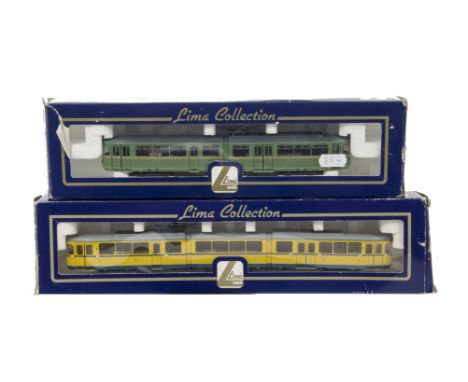 Lima H0 Gauge Trams, L208631 Gt6 Westische StraBenbahn EP11 in green and L208622 Duwag StraBenbahn Gt8 Epv in yellow and blue
